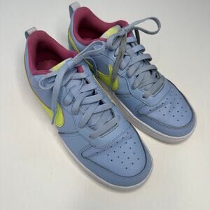 Nike Court Borough Low Sneaker in Light Blue and Pink - Big Girl Size 6.5Y